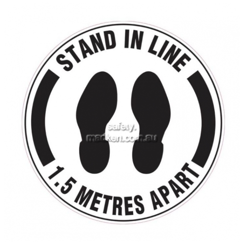 View Stand In Line 1.5 Metres Apart with Footprint Picto details.