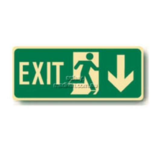 Exit Floor Sign, Running Man Arrow Down