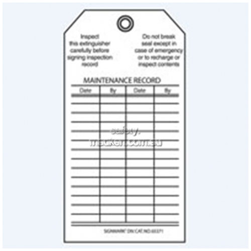 View Brady 65371 Fire Extinguisher Recharge and Maintenance Record Tags  details.