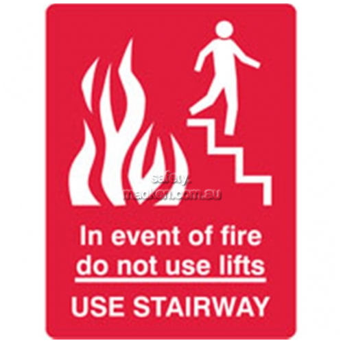 View Brady 84107 In Event of Fire Do Not Use Lift Sign details.