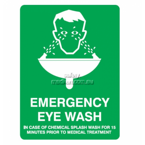 View Emergency Eye Wash Safety Sign - LAST STOCK details.